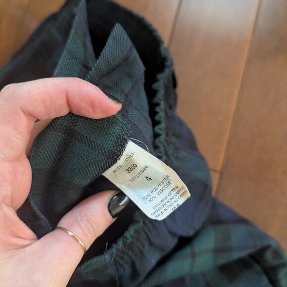 DARK PLAID PRINT VINTAGE TROUSER SHORTS - Picture 2 of 2